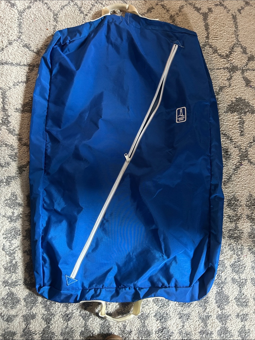 Lands' End Blue Nylon Garment Bag with White Trim